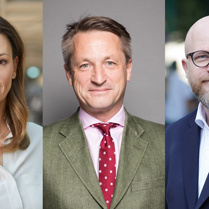 Zu sehen sind Anja Reschke, Nikolaus Blome und Andreas Nowak