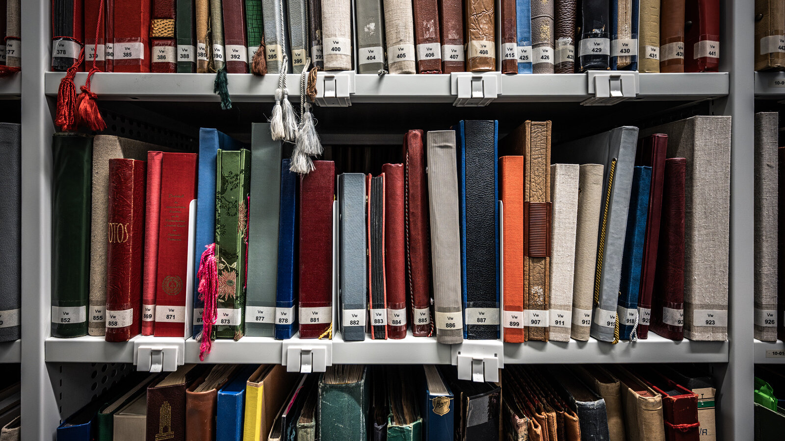 Part of the photographic collection’s holdings of photo albums. 